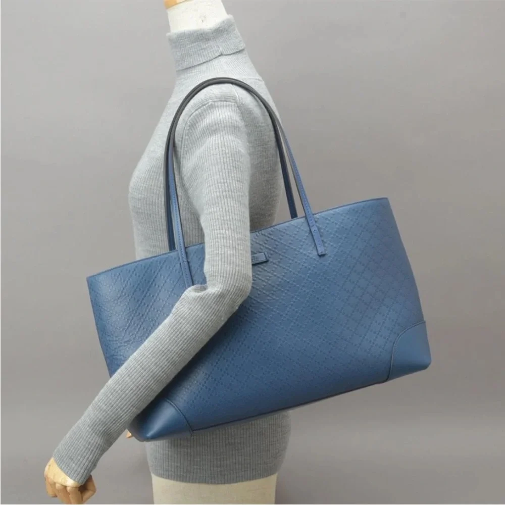 Gucci Blue Leather Tote Bag - Picture 4 of 10